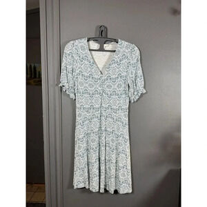 Boden Women’s V-Neck Jersey Dress Oriental Diamond‎ Blue White Larkspur 8R